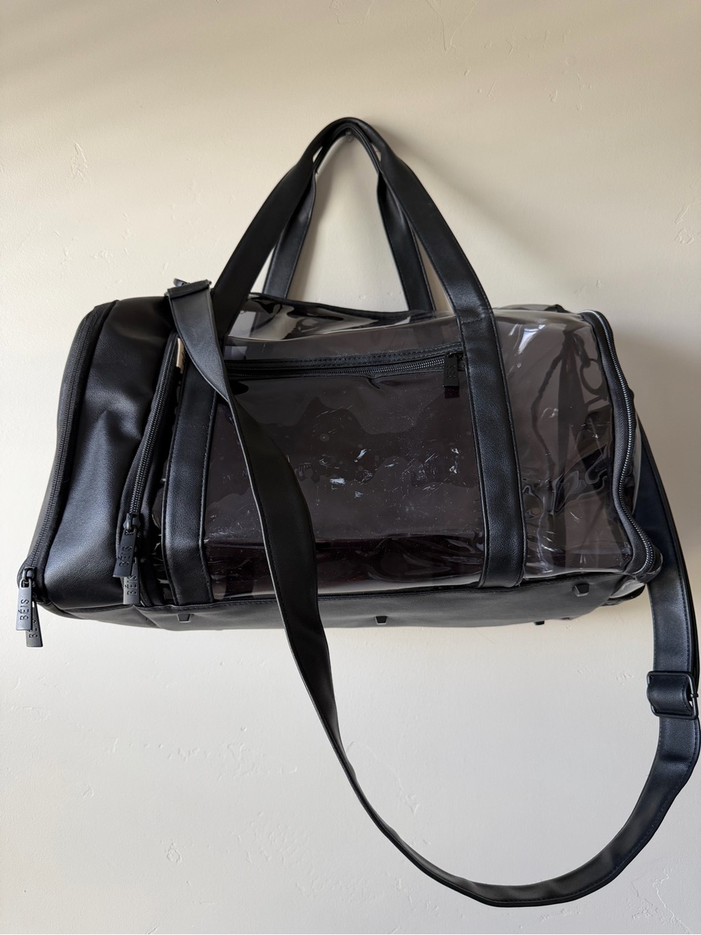 Beis Transparent Gym Duffle Bag in Black